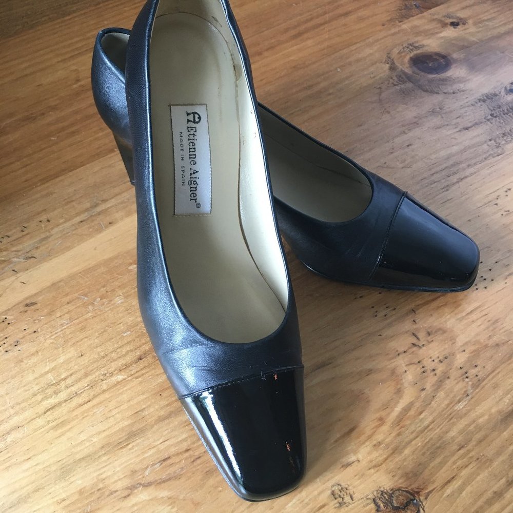 Etienne Aigner Classic Black Leather Pumps 9M
